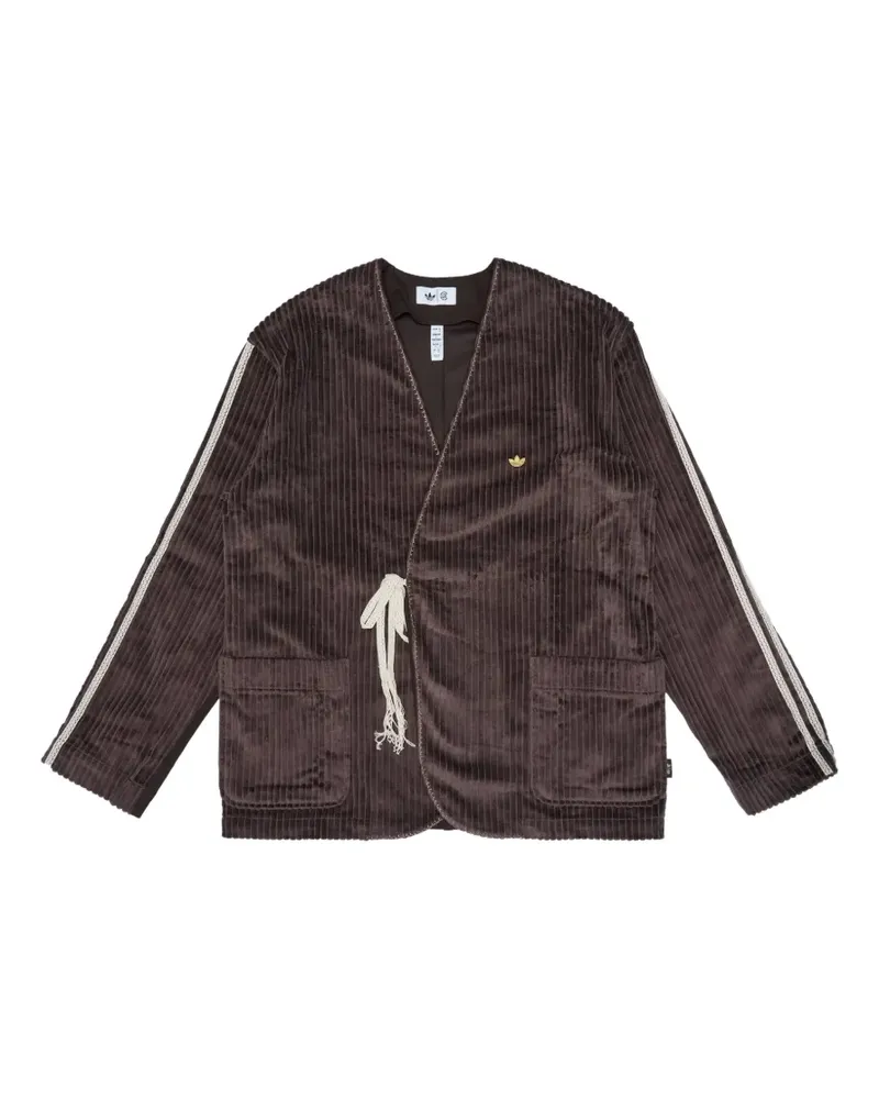 adidas x CLOT by Edison Chen striped corduroy jacket - Braun Braun