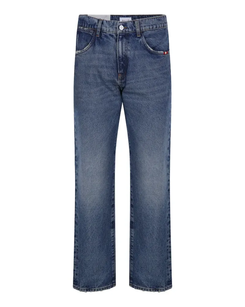 Amish James Classic Jeans im Distressed-Look - Blau Blau