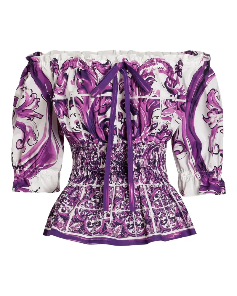 Dolce & Gabbana Top mit Majolica-Print - Weiß Weiß