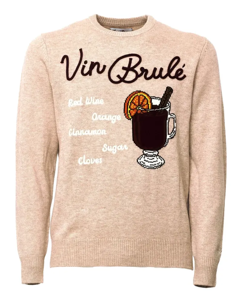 MC2 Saint Barth Rundhals-Pullover mit Vin Brulé-Intarsie und Stickerei - Nude Nude