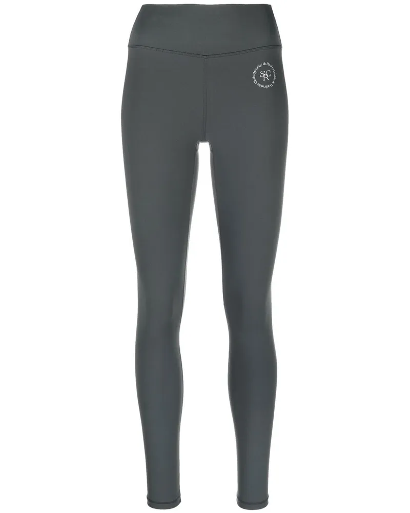 SPORTY & RICH Leggings mit Logo-Print - Grau Grau