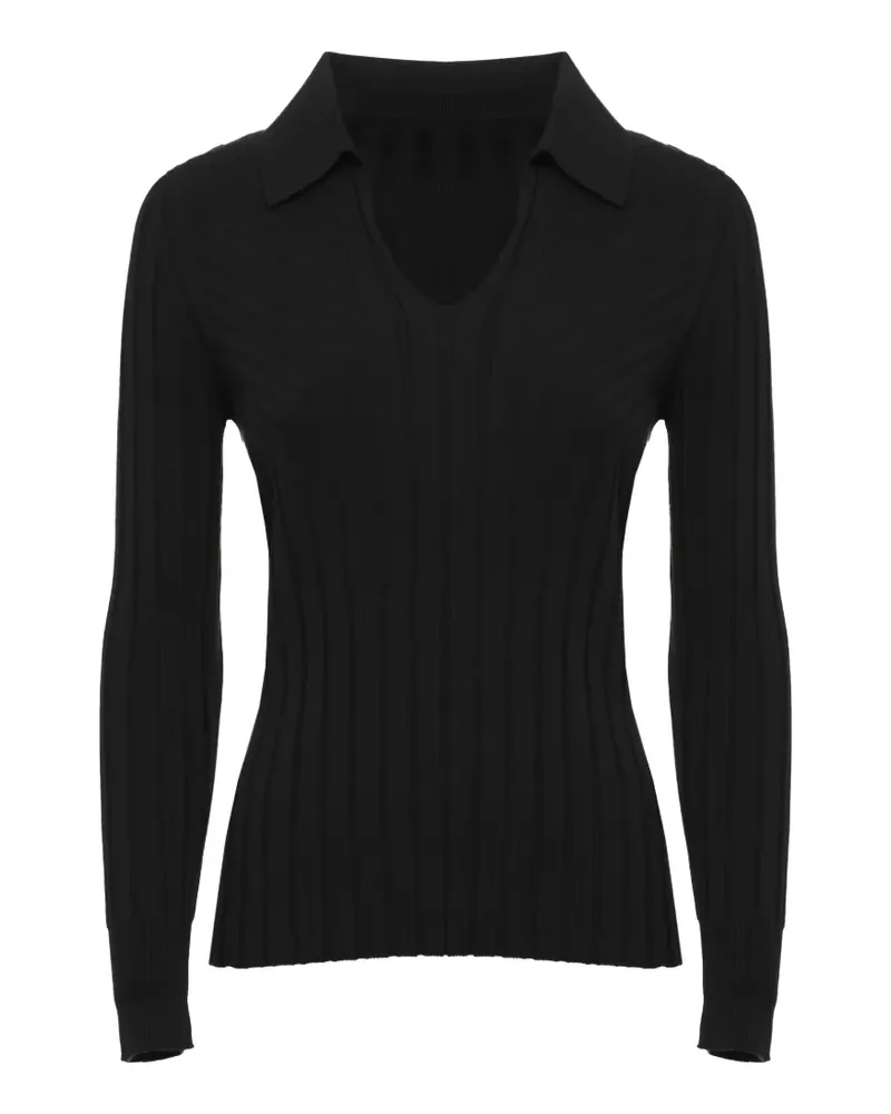 D.EXTERIOR ribbed-knit polo-collar sweater - Schwarz Schwarz