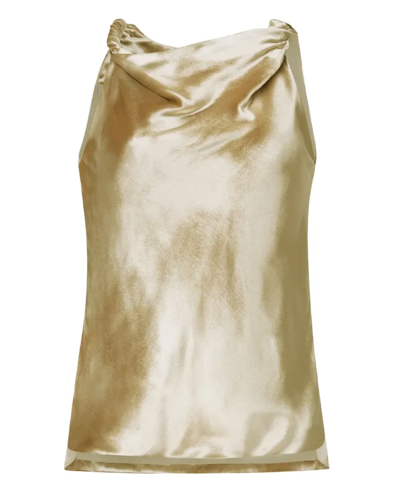 Adam Lippes Selima Samtoberteil mit Wasserfallkragen - Nude Nude