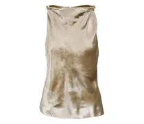 Selima Samtoberteil mit Wasserfallkragen - Gold