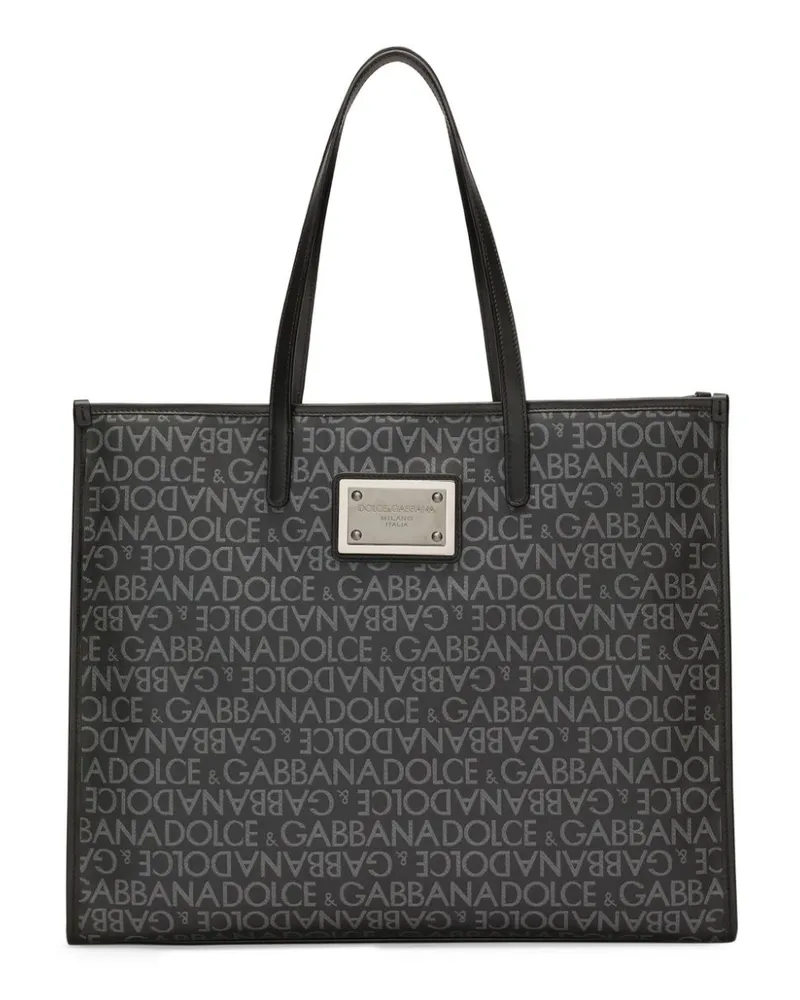 Dolce & Gabbana Shopper mit Logo-Schild - Schwarz Schwarz