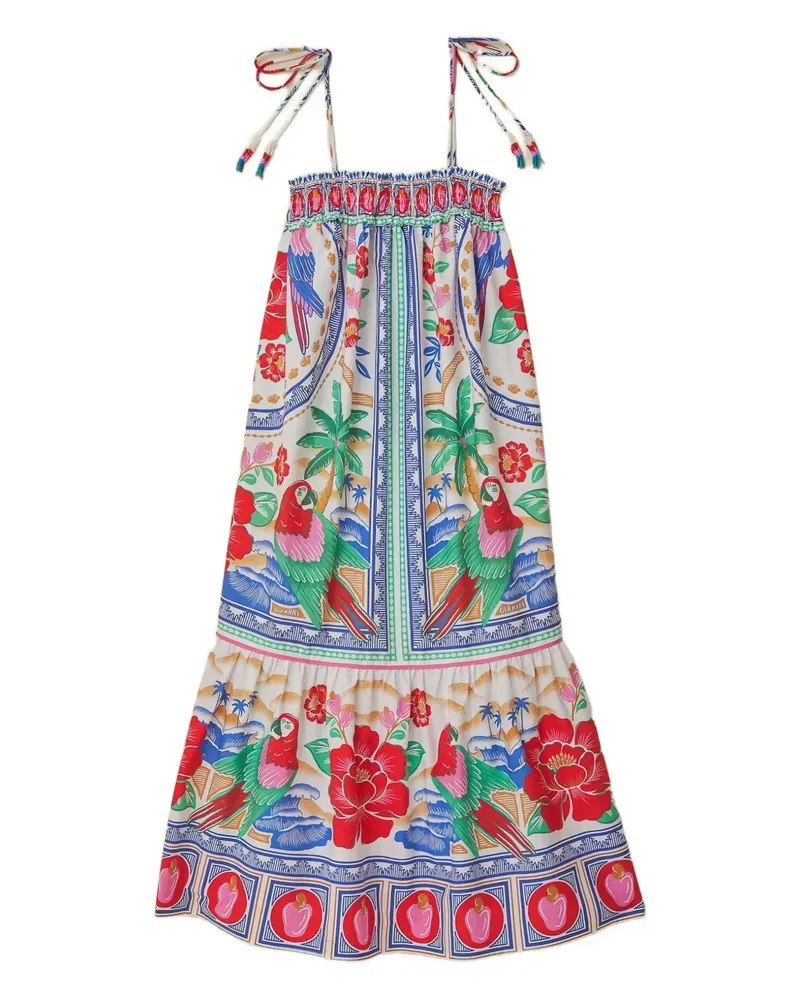 FARM Rio Flowers Beach midi dress - Weiß Weiß