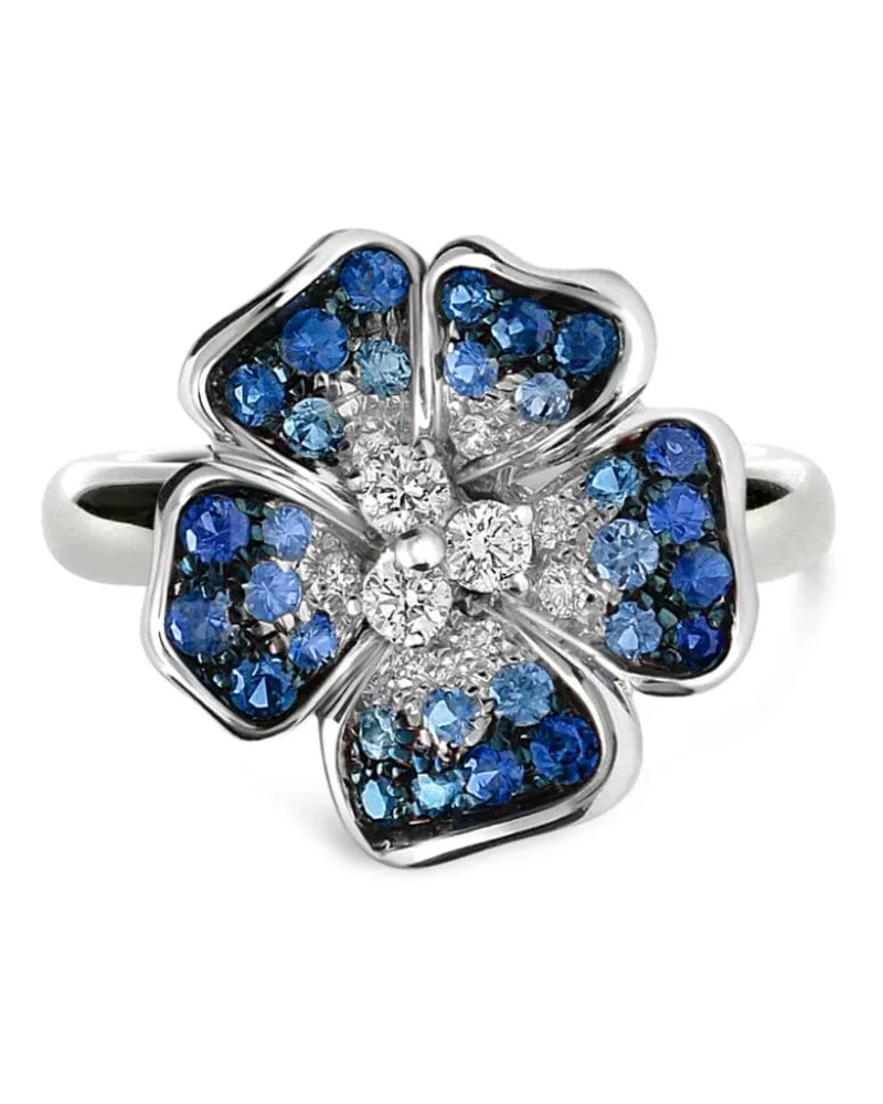 LEO PIZZO 18kt Weißgoldring mit Schmucksteinen - Silber Silber