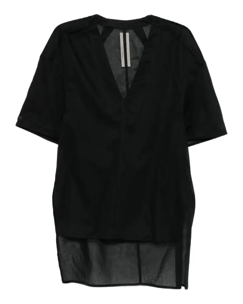 Rick Owens Kurzärmeliges Island Oberteil mit V-Ausschnitt - Schwarz Schwarz