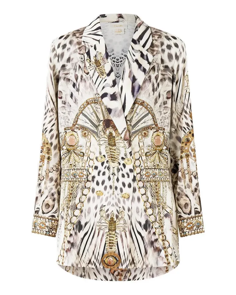 Camilla double-breasted printed jacket - Nude Nude