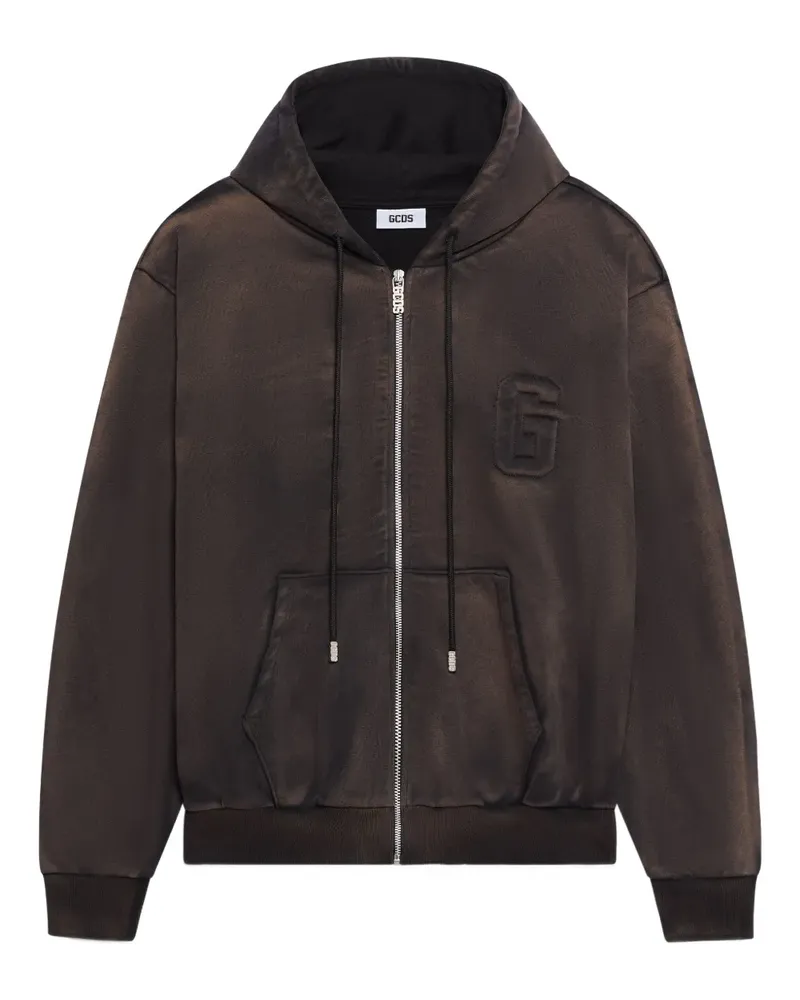 GCDS Kapuzenjacke mit Logo-Prägung - Schwarz Schwarz
