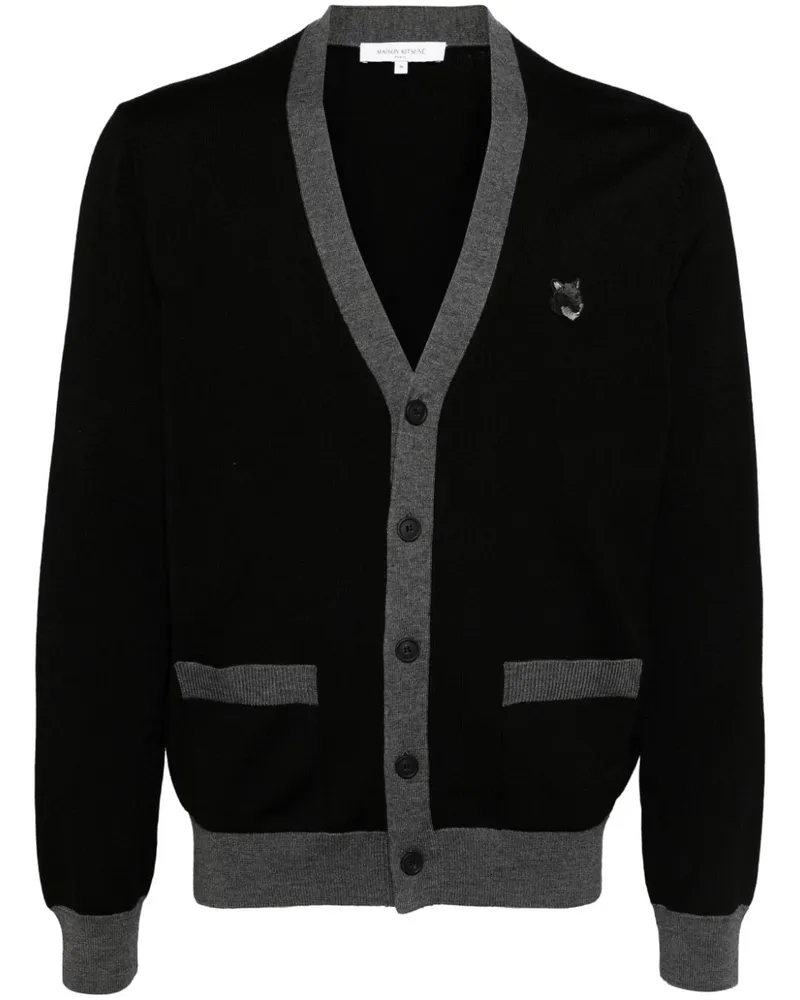 Kitsuné Cardigan mit Bold Fox Head-Patch - Schwarz Schwarz