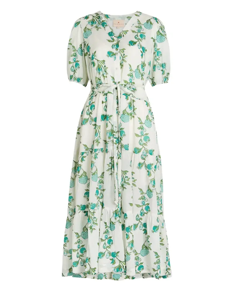 Hannah Artwear Anyeta printed cotton midi dress - Weiß Weiß