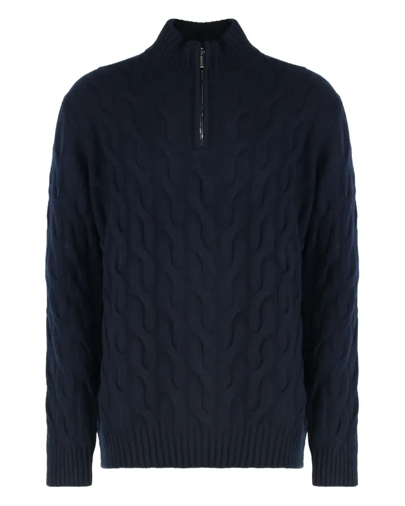 MOORER cable-knit half-zip sweater - Blau Blau