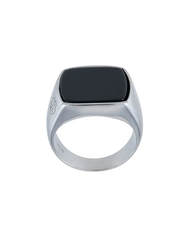 Nialaya Cocktailring mit Onyx - Silber Silber