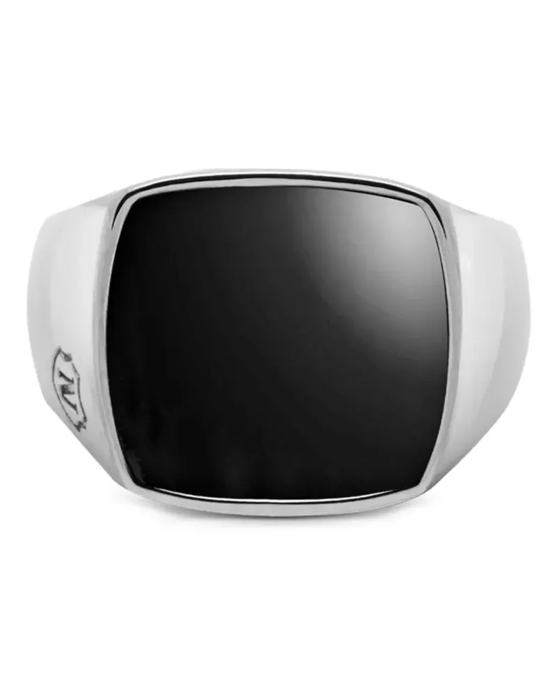 Nialaya Cocktailring mit Onyx - Silber Silber