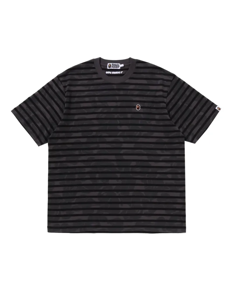 BAPE camo-print striped T-shirt - Schwarz Schwarz