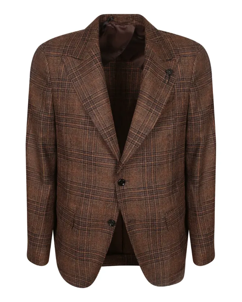 LARDINI Karierter Blazer mit Gürtel - Braun Braun