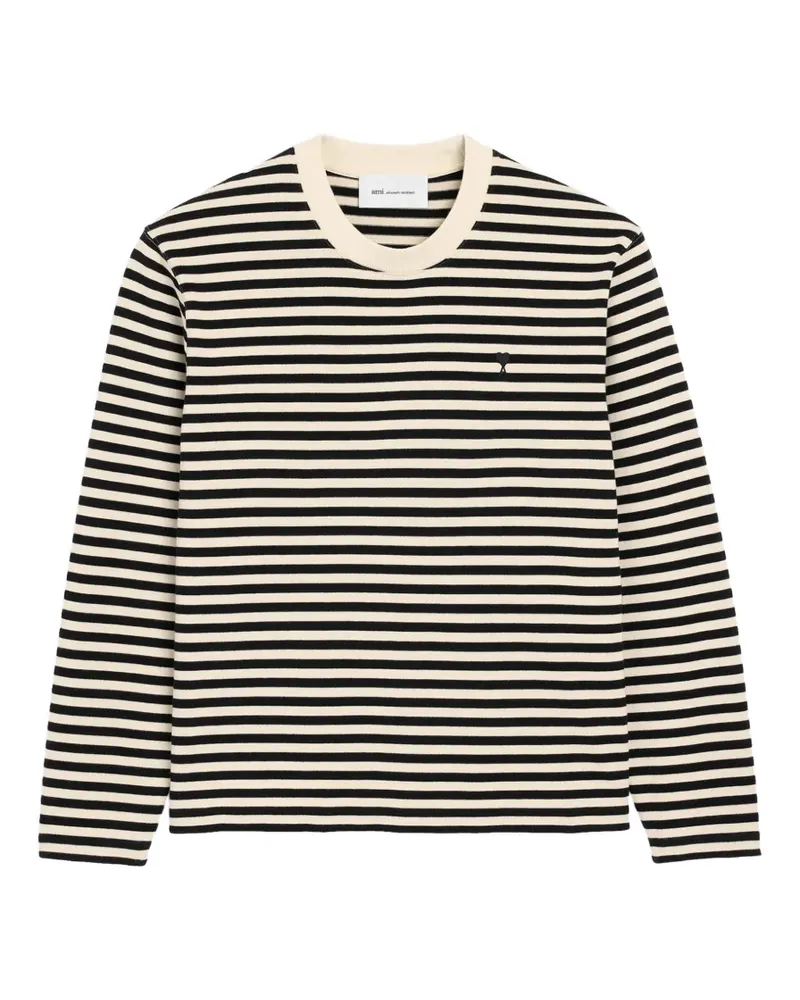 AMI Paris Mariniere cotton T-shirt with Ami de Coeur - Schwarz Schwarz