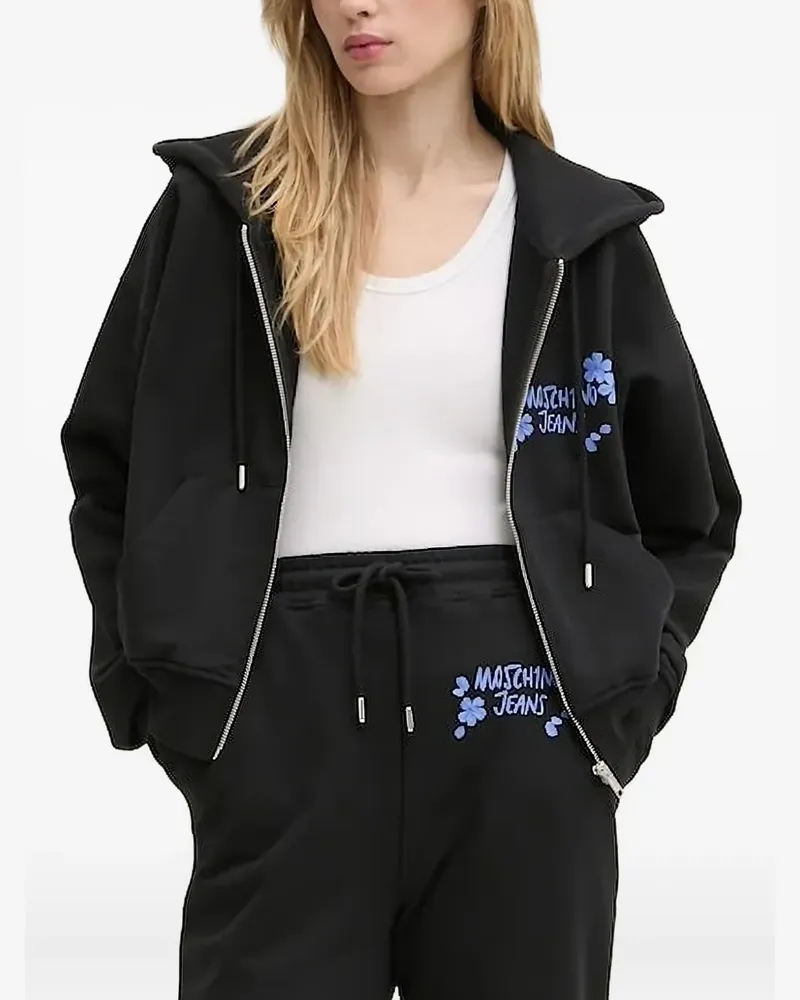 Moschino Kapuzenjacke mit Logo-Print - Schwarz Schwarz
