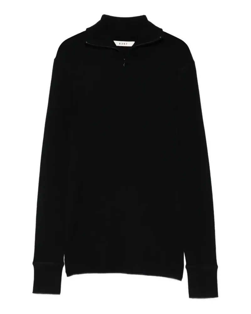 6397 Pullover mit Reißverschlusskragen - Schwarz Schwarz