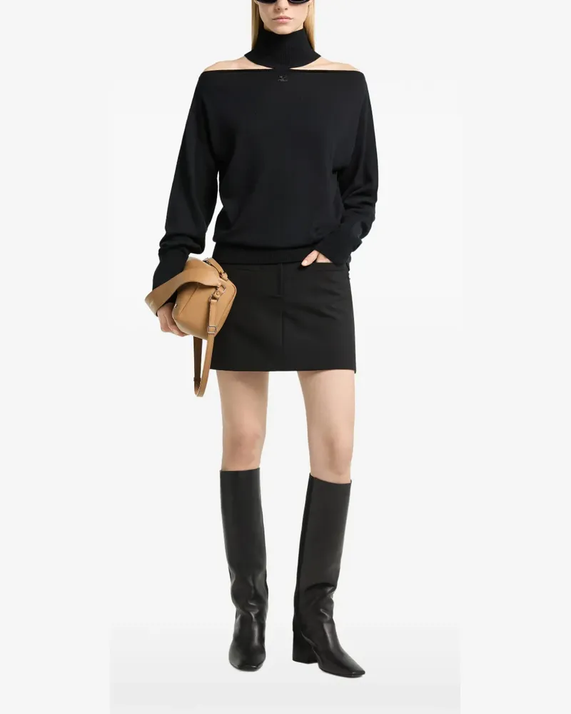 Courrèges Schulterfreier Pullover mit Cut-Out - Schwarz Schwarz