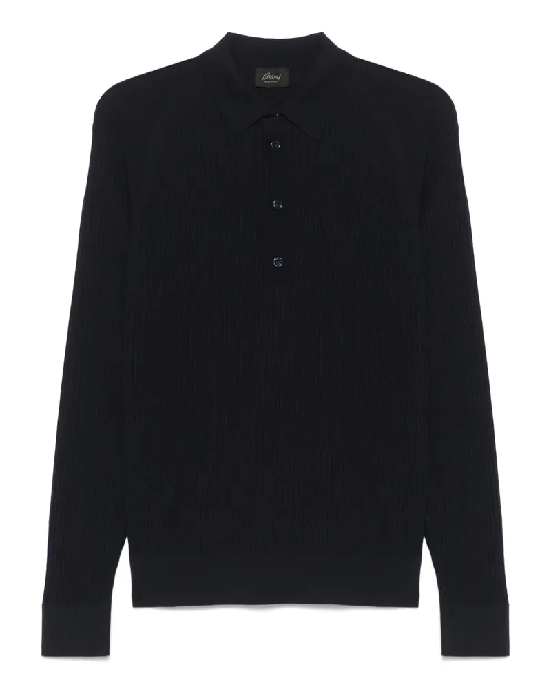 Brioni Poloshirt aus geripptem Strick - Blau Blau
