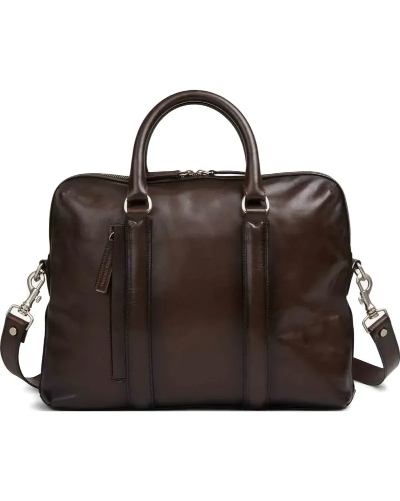 Officine Creative Italia Quentin leather briefcase bag - Braun Braun