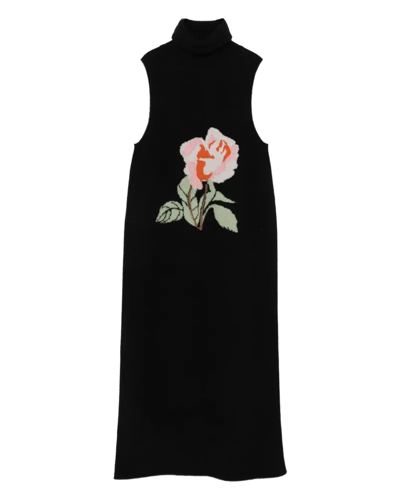 Nanushka Rollkragenkleid mit Rosenstickerei - Schwarz Schwarz