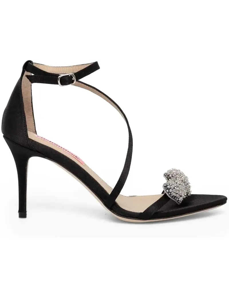 Custommade Pumps aus Satin mit Kristallen 85mm - Schwarz Schwarz