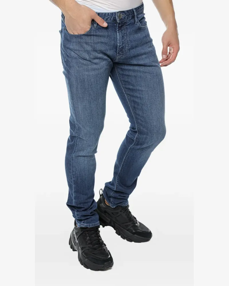 Emporio Armani five-pocket logo-plaque jeans - Blau Blau