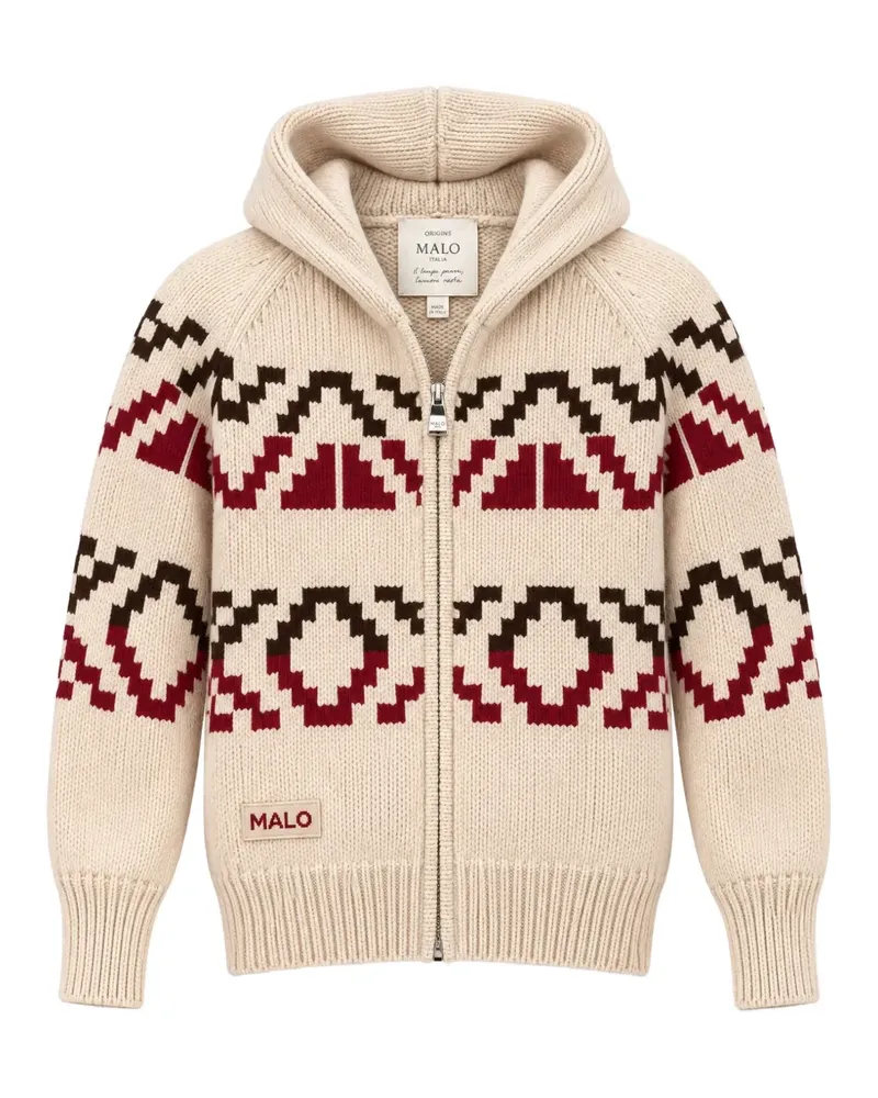 Malo geometric-pattern zip-up sweater - Nude Nude