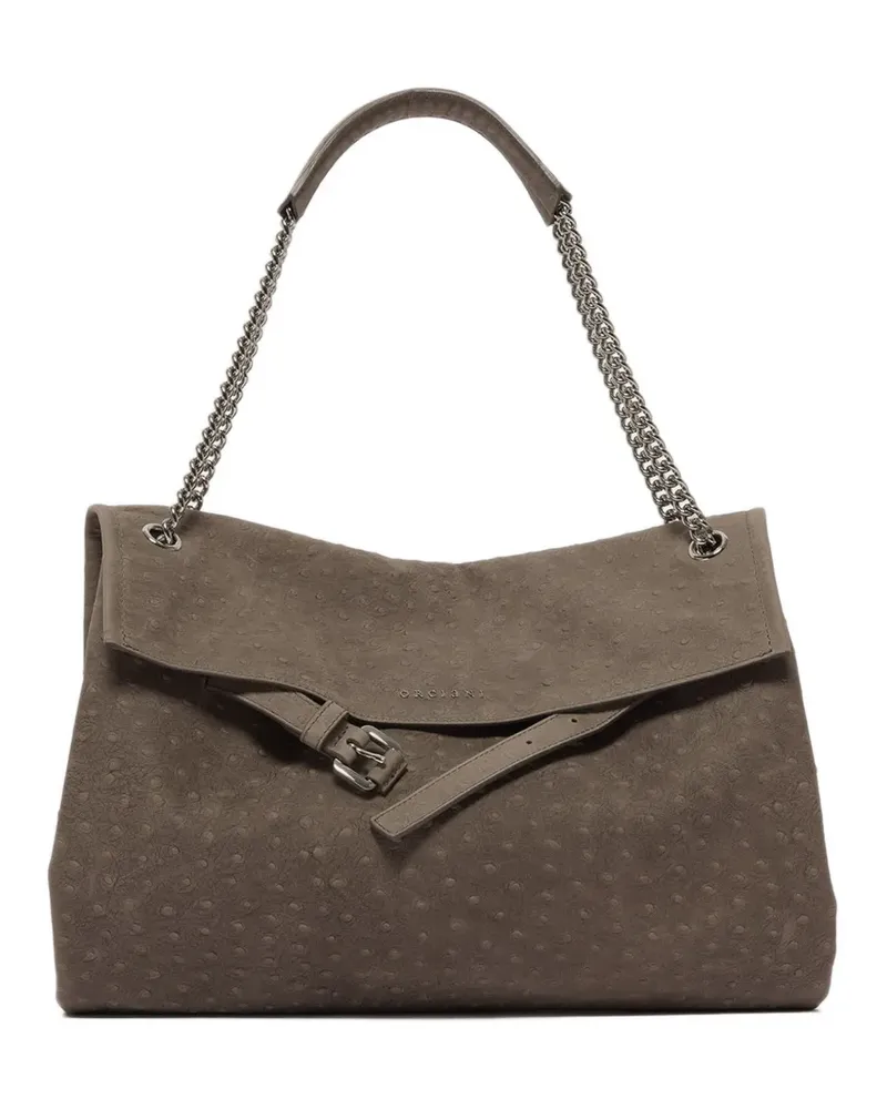 Orciani midi Venus ostrich-leather tote bag - Braun Braun