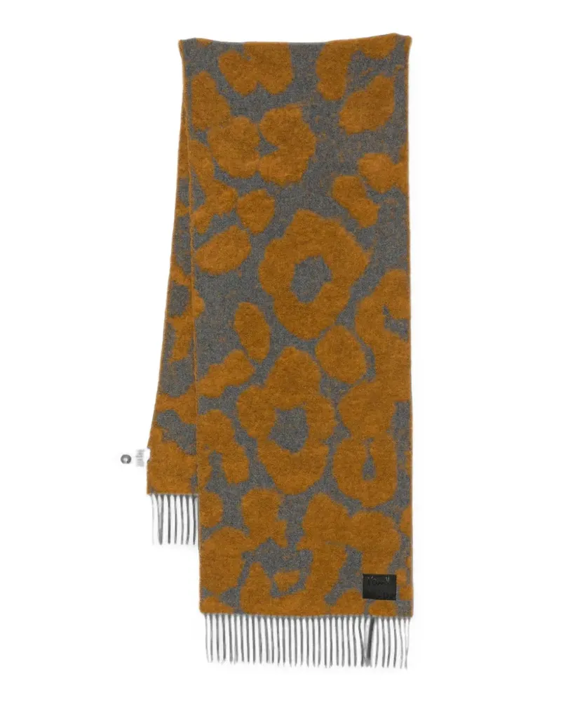 Paul Smith leopard-pattern fringed scarf - Grau Grau