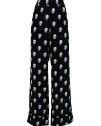 Stella McCartney Wide-Leg-Hose aus Seide mit Print Schwarz