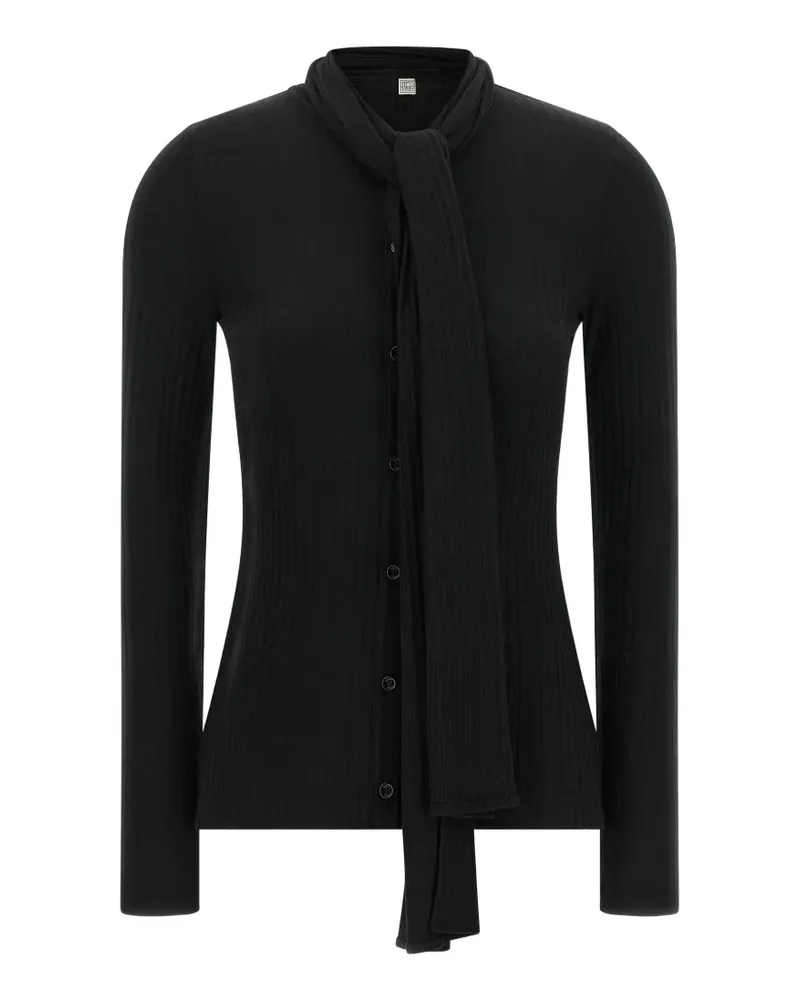 Totême Gerippter Cardigan mit Schleife - Schwarz Schwarz