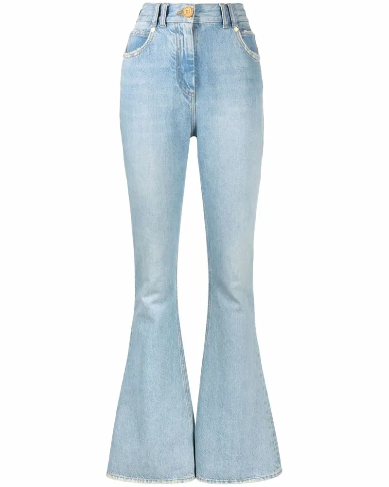 Balmain Bootcut-Jeans mit Print - Blau Blau