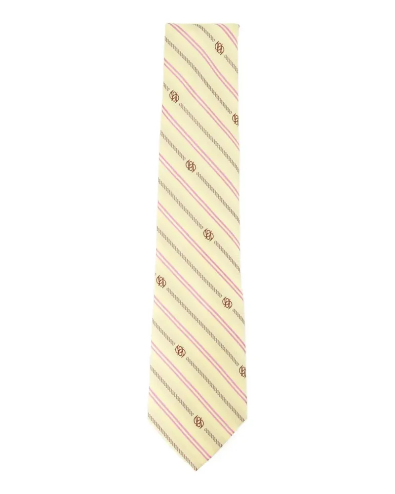 Drôle de Monsieur Gestreifte Krawatte mit Monogramm - Gelb Gelb