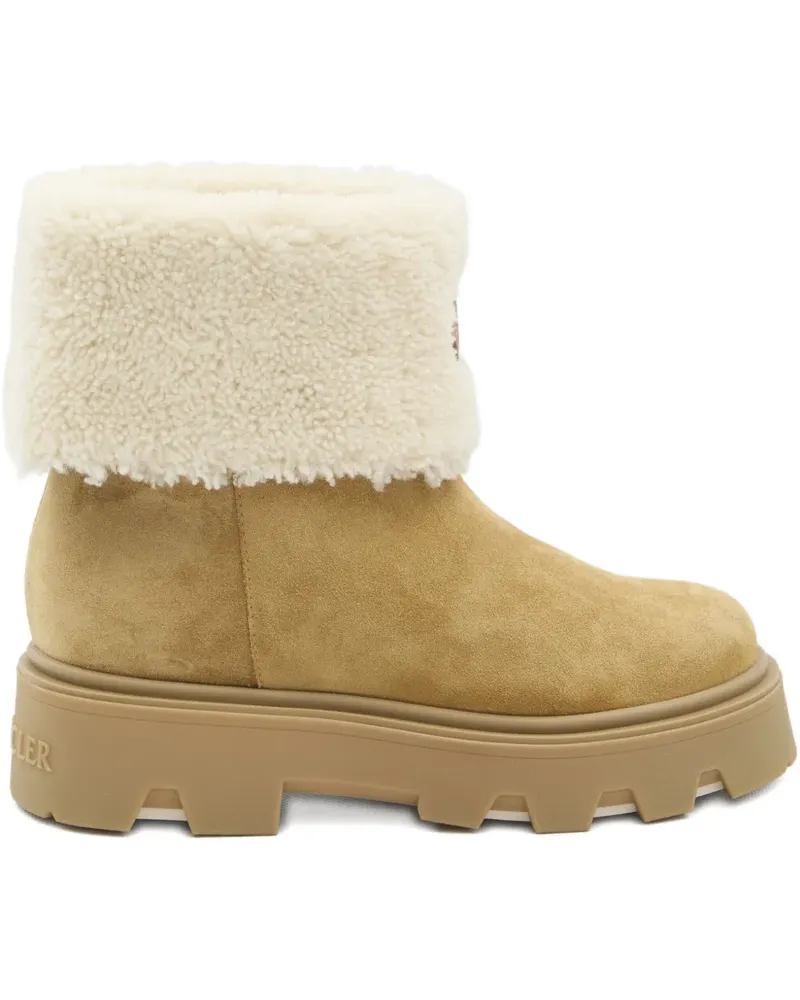 Moncler Aurea shearling logo patch boots - Nude Nude