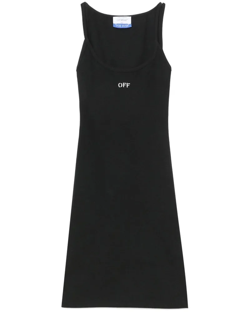OFF-WHITE Geripptes Minikleid mit Off-Stickerei - Schwarz Schwarz