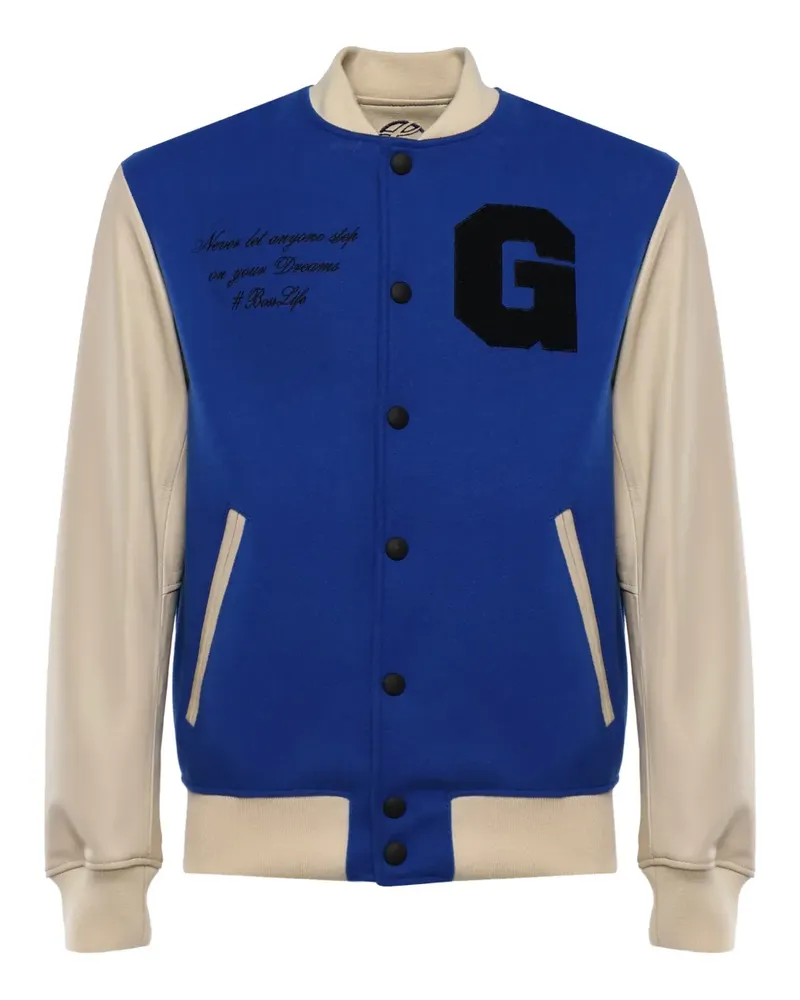 Giuliano Galiano leather-sleeve jacket - Blau Blau
