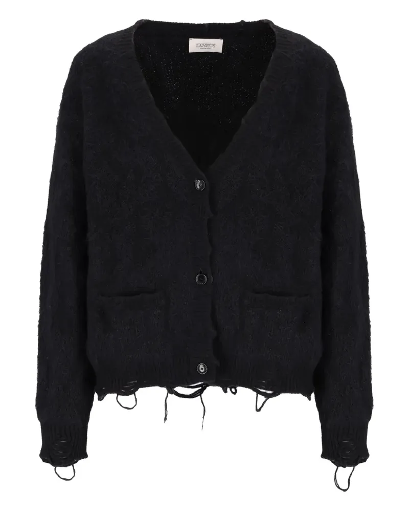 Laneus Geknöpfter Cardigan im Distressed-Look - Schwarz Schwarz