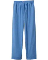 Miu Miu Popeline-Hose mit Logo-Stickerei Blau