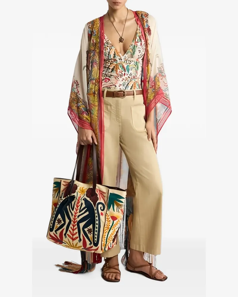 Etro Fransen-Midikleid mit Paisley-Print - Nude Nude