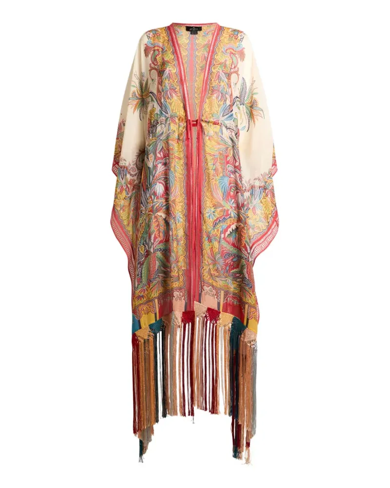 Etro paisley-print fringed midi dress - Nude Nude