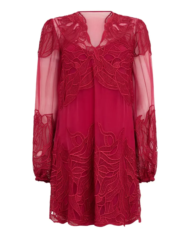 Alberta Ferretti Minikleid mit Sheer-Ärmeln - Rot Rot