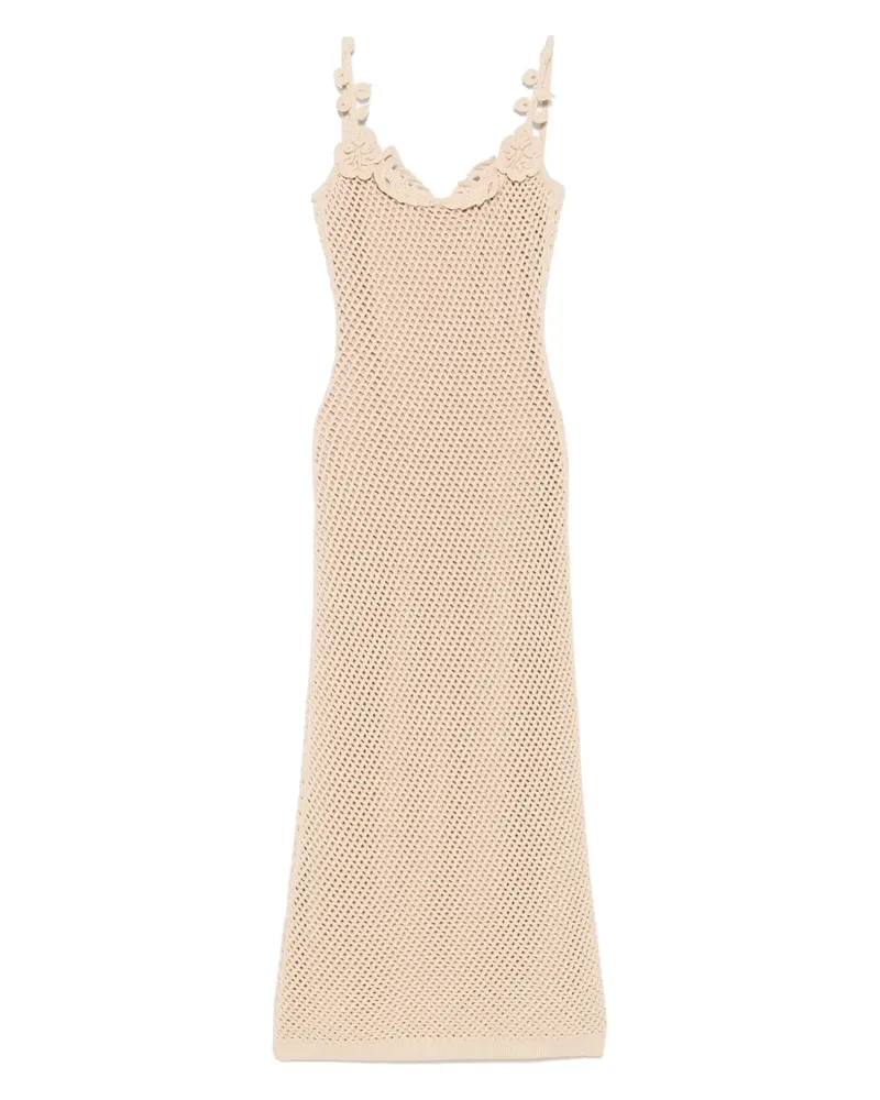Elie Saab Mesh-Kleid mit Blumenapplikation - Nude Nude