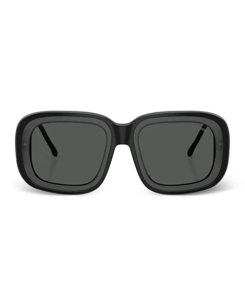 Diesel Sonnenbrille mit eckigem Gestell - Schwarz Schwarz