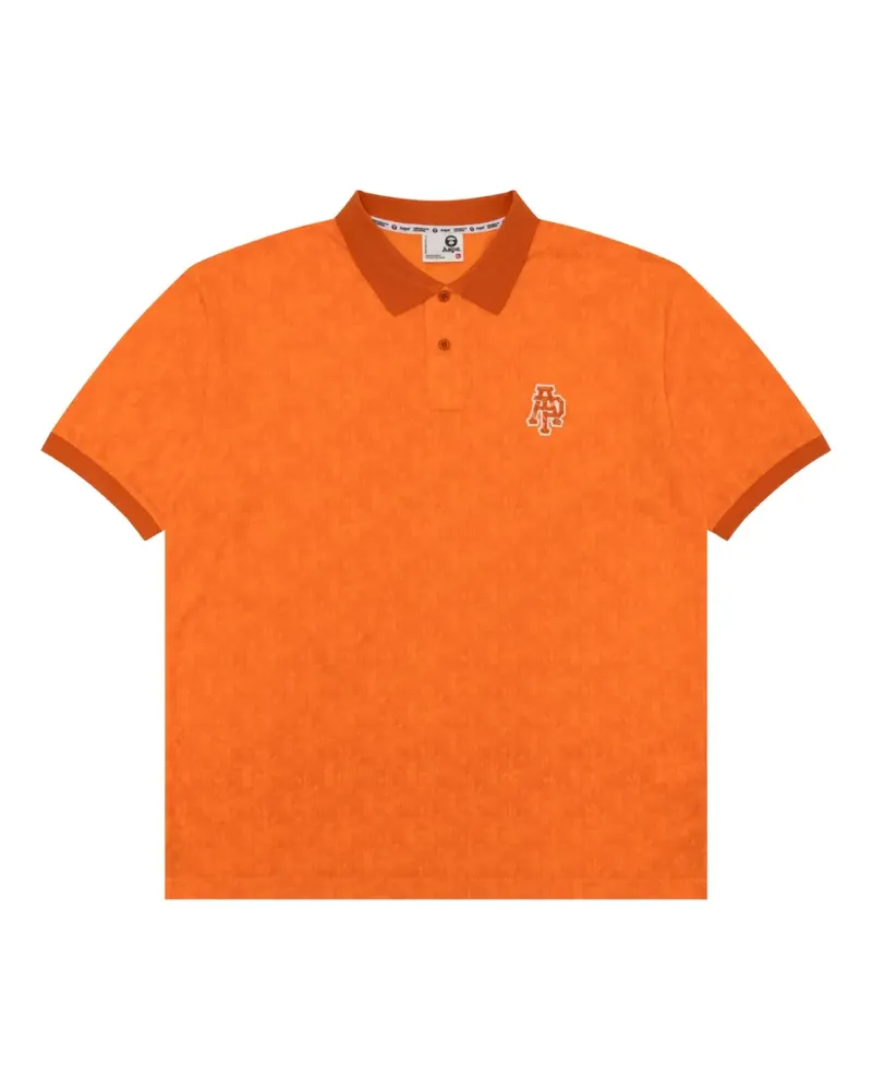 BAPE buttoned logo-patch polo shirt - Orange Orange