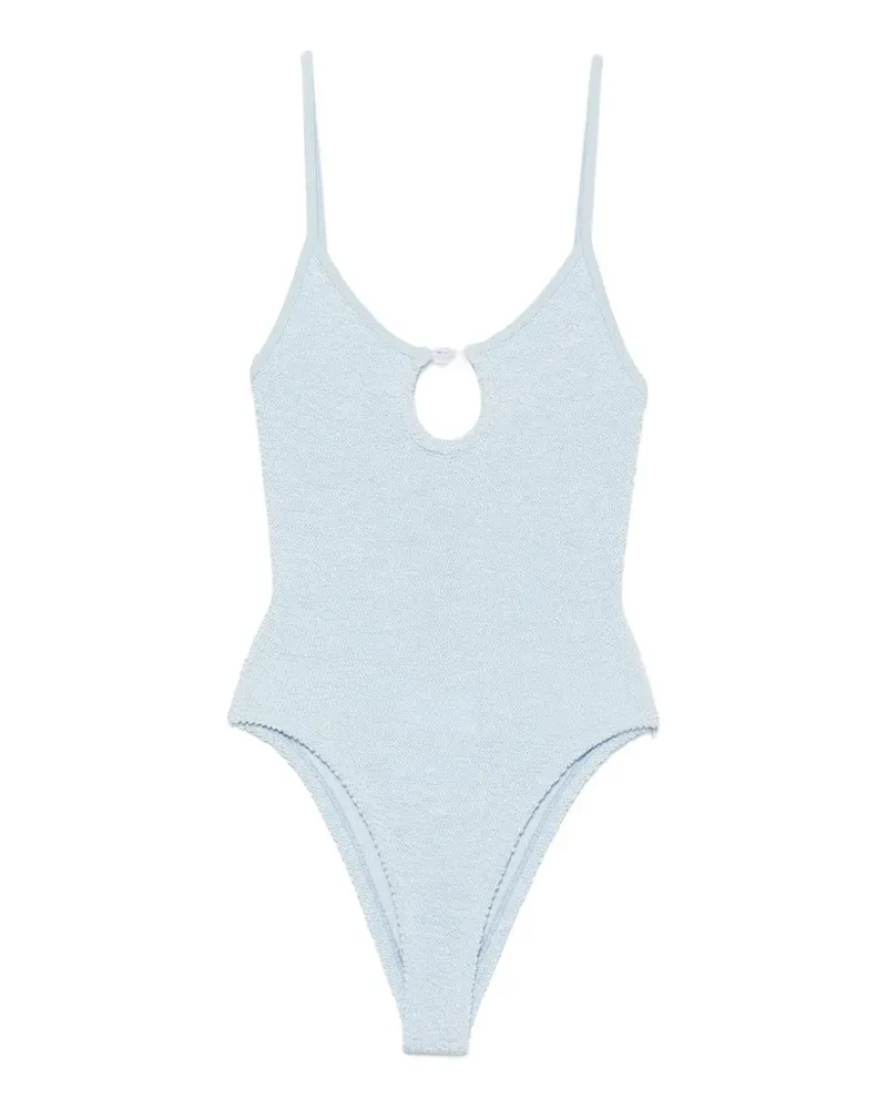 Hunza G Mia crinkle-effect cut-out swimsuit - Blau Blau