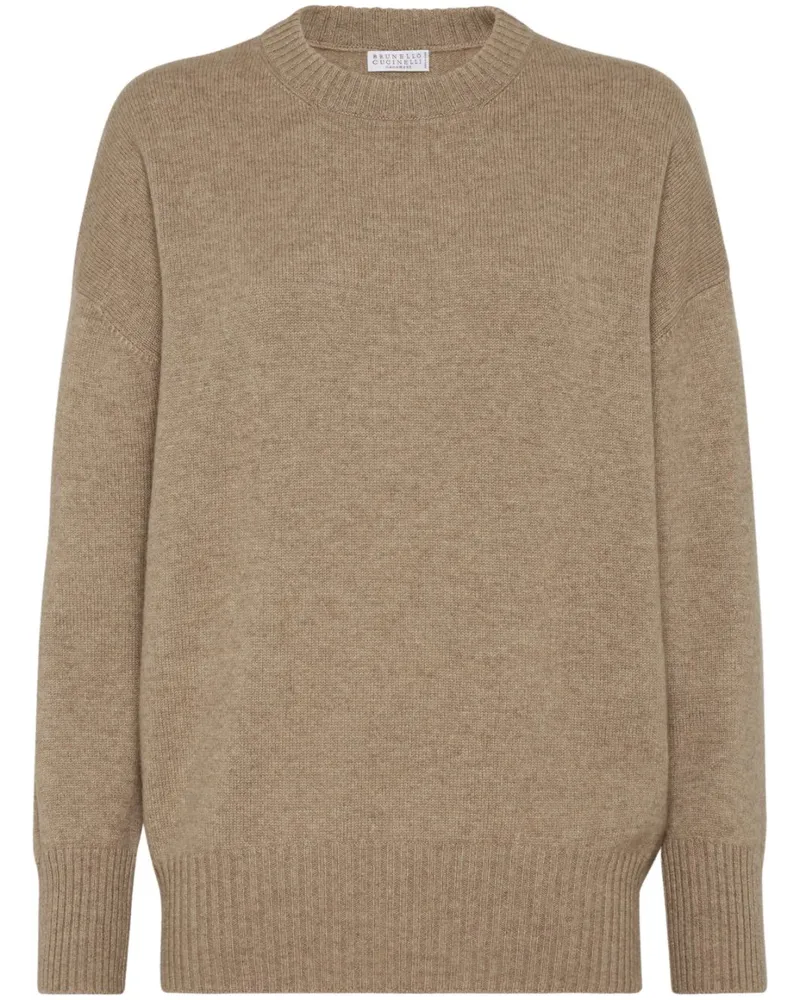 Brunello Cucinelli Kaschmirpullover mit rundem Ausschnitt - Nude Nude